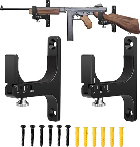 UBASTER Soporte de pared para armas, estantes ajustables para armas de interior con acolchado suave para almacenar escopetas, rifles, arco de tiro