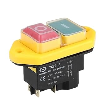 Electromagnetic Switch 4/5 Pin 110V ON-Off Momentary Reset Push Button with Cover IP55 Waterproof YCZ3-C Replace KJD17 Color YCZ3-A, Size 5 Pins 110V