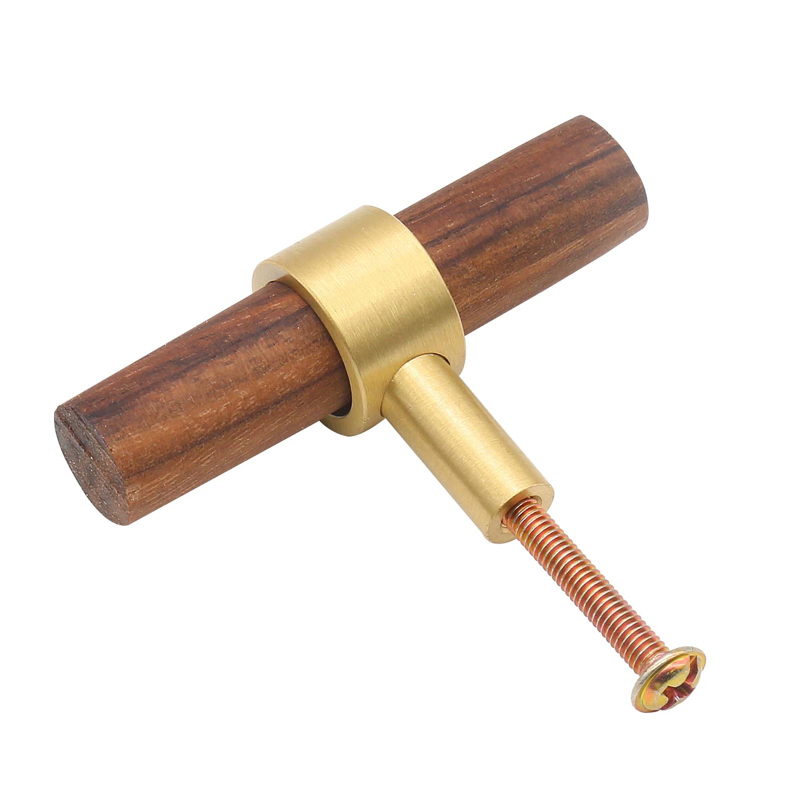 Gold Brass Cabinet Pulls - Walnut T-Shape -2