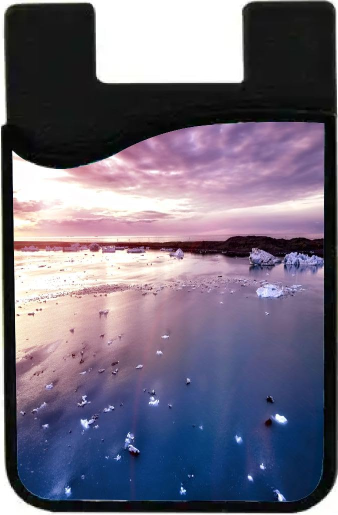 Island Gifting Neoprene Stick-on ID Card Holder for iPhone/Galaxy/Google Android Cases Featuring Image of Puffins in Latrabjarg in Iceland, icel4, cell-sleeve-mas-473