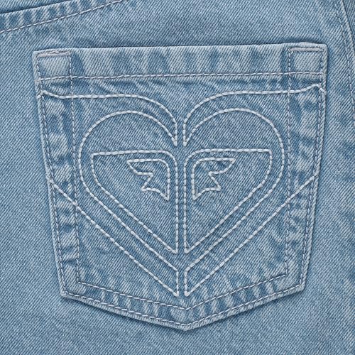 Roxy Girls' Wide Leg Wave Rider Cotton Denim Jeans, Relaxed Fit3