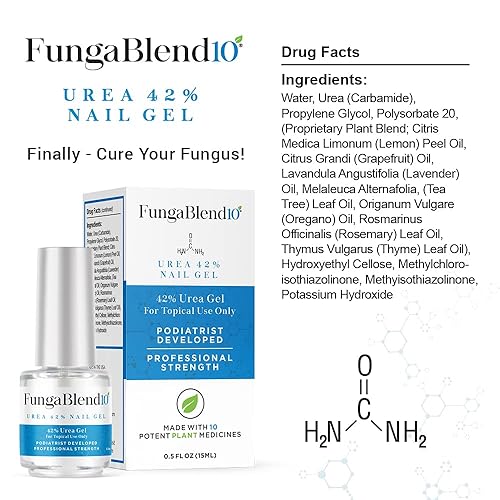 Miniatura 7 de FungaBlend 10 - Urea 42 gel de uñas para curar hongos más rápido ofrece medicamentos antifúngicos directamente a hongos - Resultados rápidos