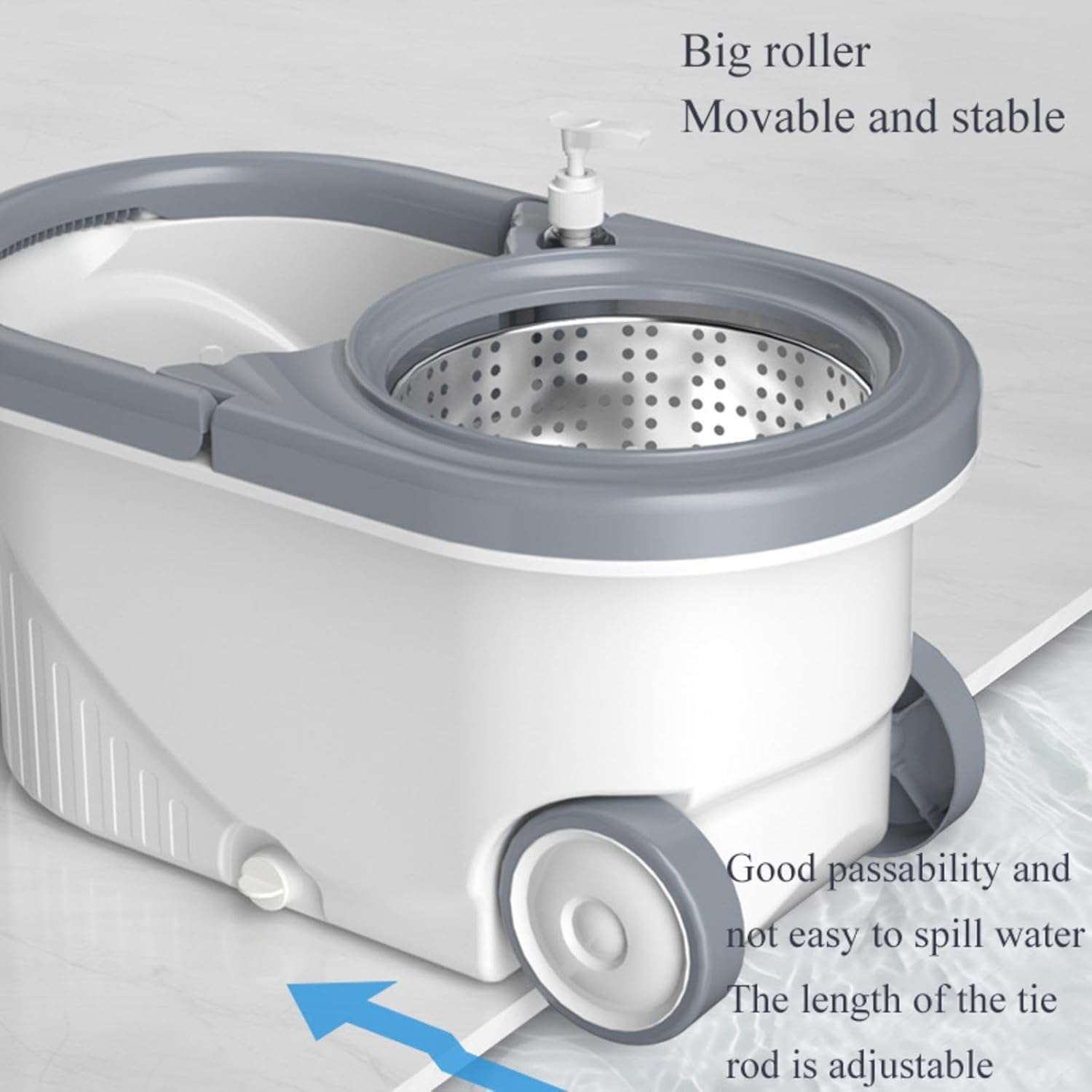 NIBHZ Mop and Bucket Set, Spin Mop for Cleaning Floors with Two Mop Heads, 1 x Mop, 3 x Mop Heads, 1 x Spin Bucket,A