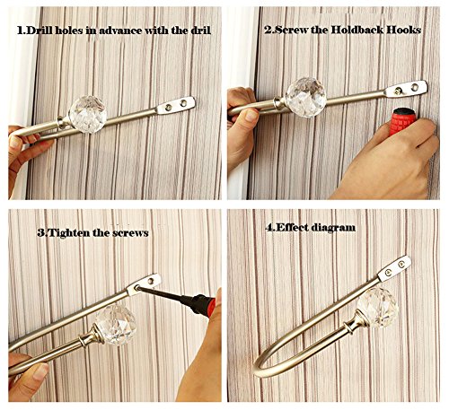 HSTYAIG Crystal Curtain Holdback Hooks Drapery Tiebacks Tassel Holder Window Decorative Hook Set of 2 (Black)