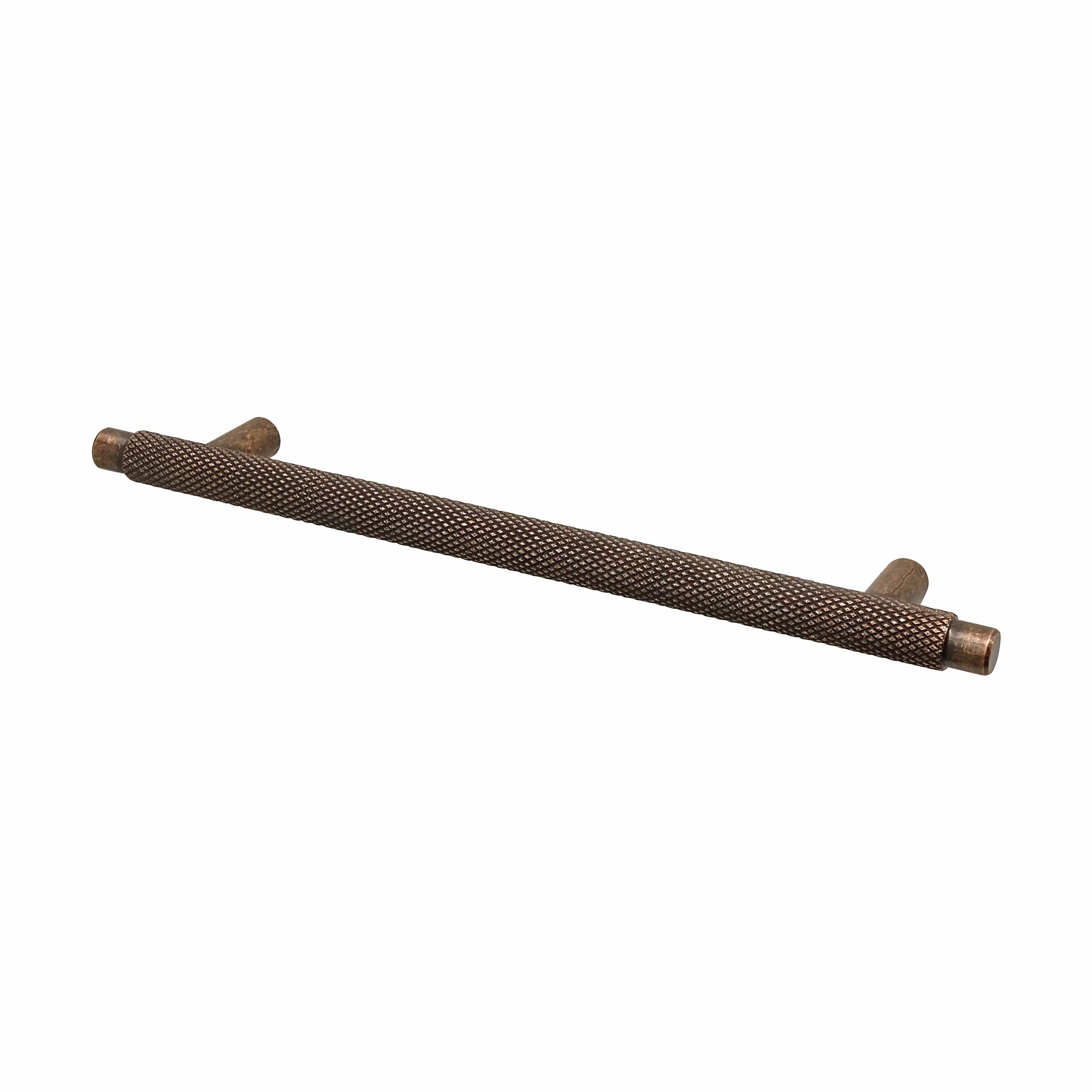 Decoranddecor Aurelia - Round Knurled Cupboard Handles | T-Bar Cabinet Handles | Kitchen Cupboard Pulls | Furniture Knobs - Antique Copper - 128mm Hole Centre Distance