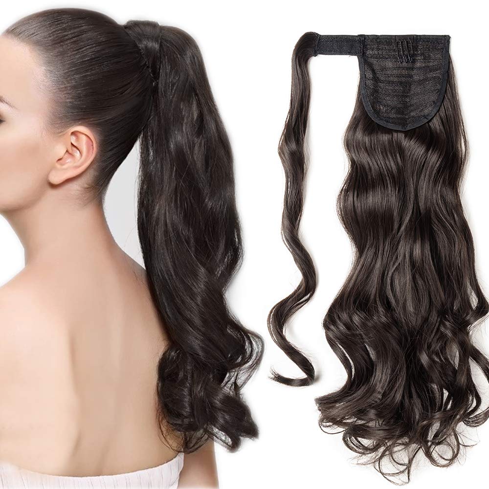 32"(81cm) SEGO Coleta Postiza Larga Pelo Sintético Se Ve Natural [Castaño Oscuro] Extensiones de Cabello Clip Cola Lisa Ponytail Extension (140g) — view 38