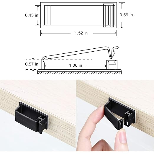 50 unidades de clips autoadhesivos para gestión de cables, organizadores de cables, sujetacables para PC, laptop, cable Ethernet, escritorio, hogar y oficina (1,52" x 0,59" x 0,57", negro) miniatura 2