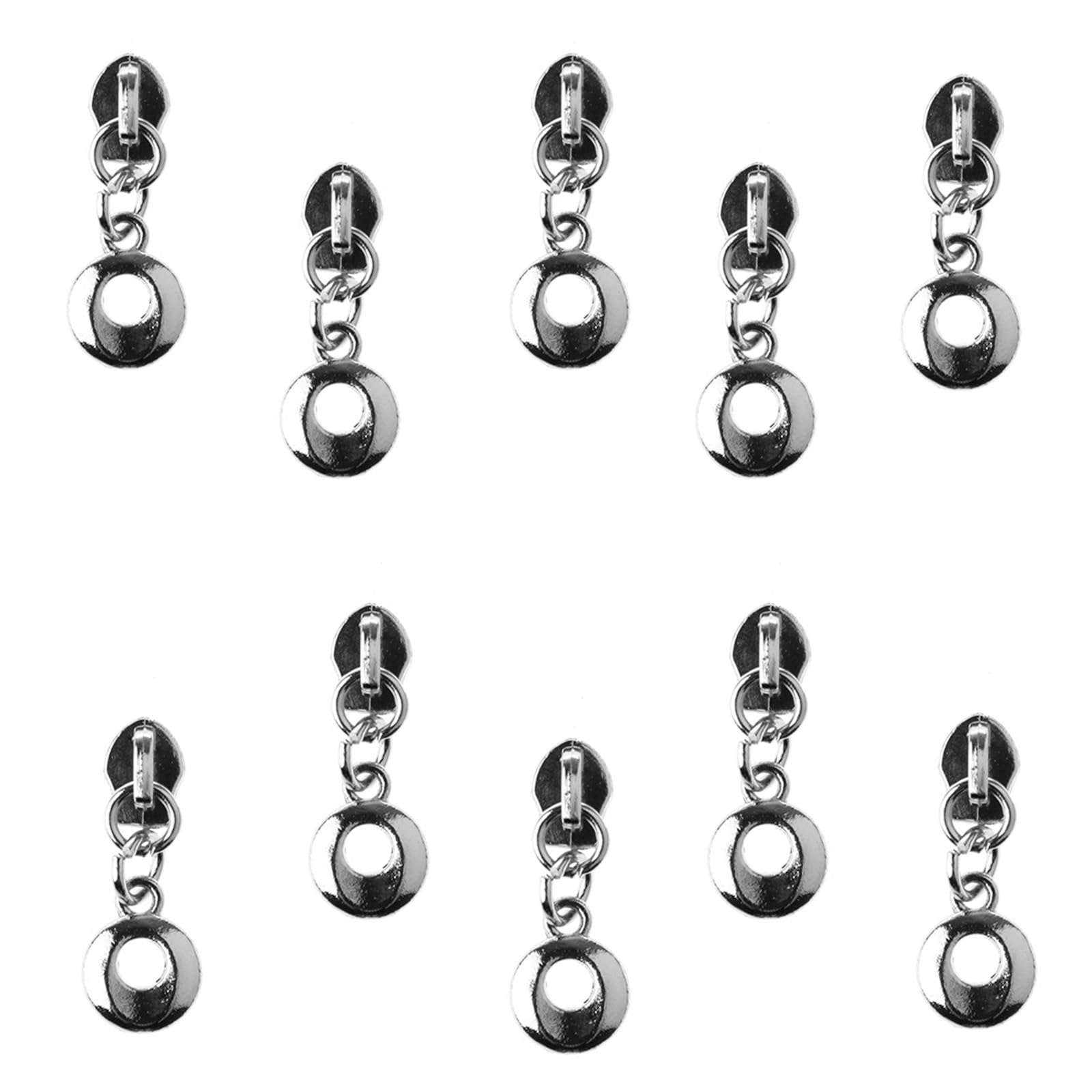 Tiradores de cremallera, 10 piezas 3# Deslizadores de cremallera for cremallera de metal de nailon Cabezal tirador plateado Cabezal deslizador de equipaje(White)
