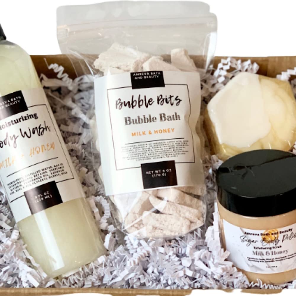 Amreva Bath and Beauty Spa Gift Set,Bath Set, Body Wash, Handmade Soap, Bubble Bath, Sugar Scrub
