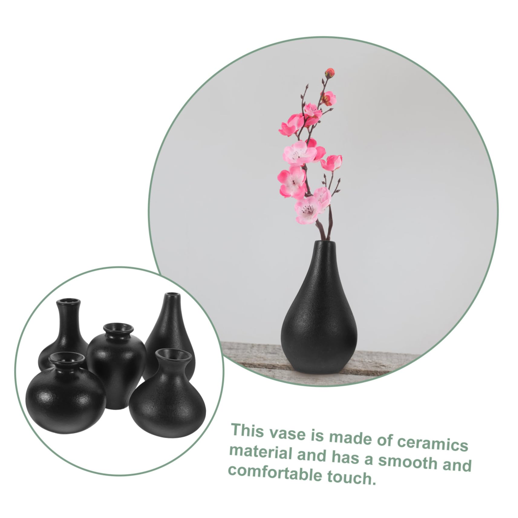 GARVALON 5kawałki Mini Wazon Ceramiczny Stylu Chińskim Elegancka Dekoracja Stół Ceramiczne Pojemniki Kwiaty Do Kwiatów Suszonych i Sztucznych
