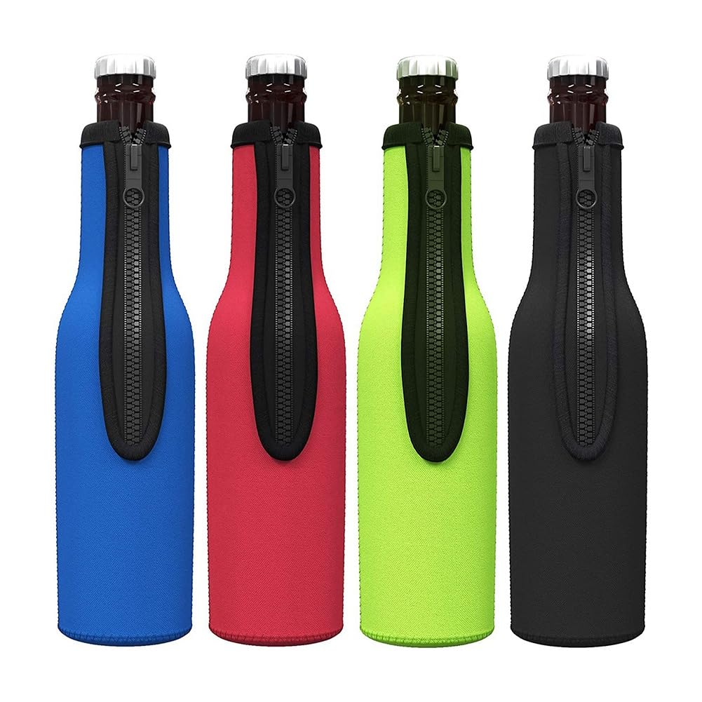 Jeenuuder Beer Bottle Cooler Sleeves, Neoprene Insulated Sleeve Keep Beer Cold and Hands Warm, Non-Slip 12 OZ Bottle Holder 8Pack