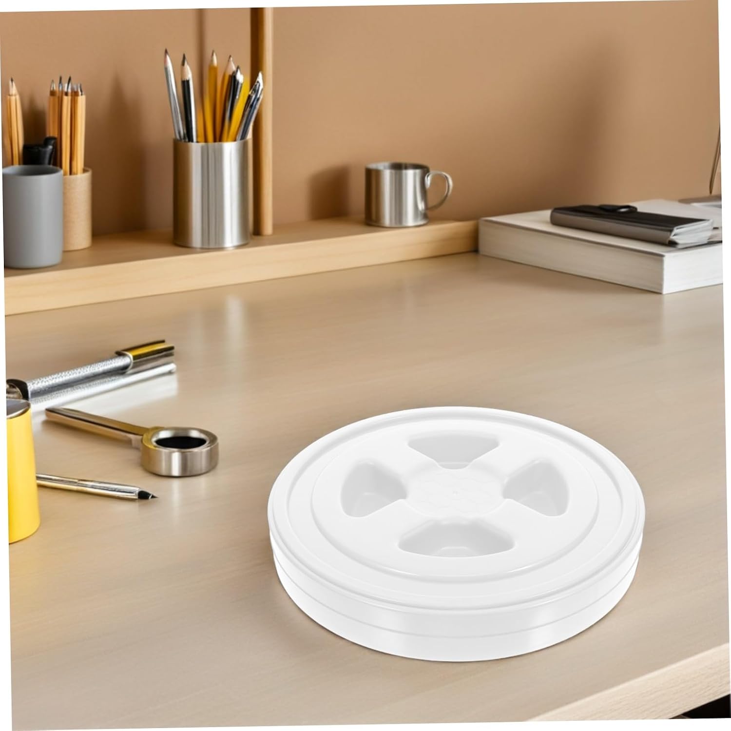 Healifty Plastic Bucket Screw Top Lid 31cm Diameter White – Airtight, Leak-proof Seal Cap for Pet Food Storage, Paint, and Industrial Containers