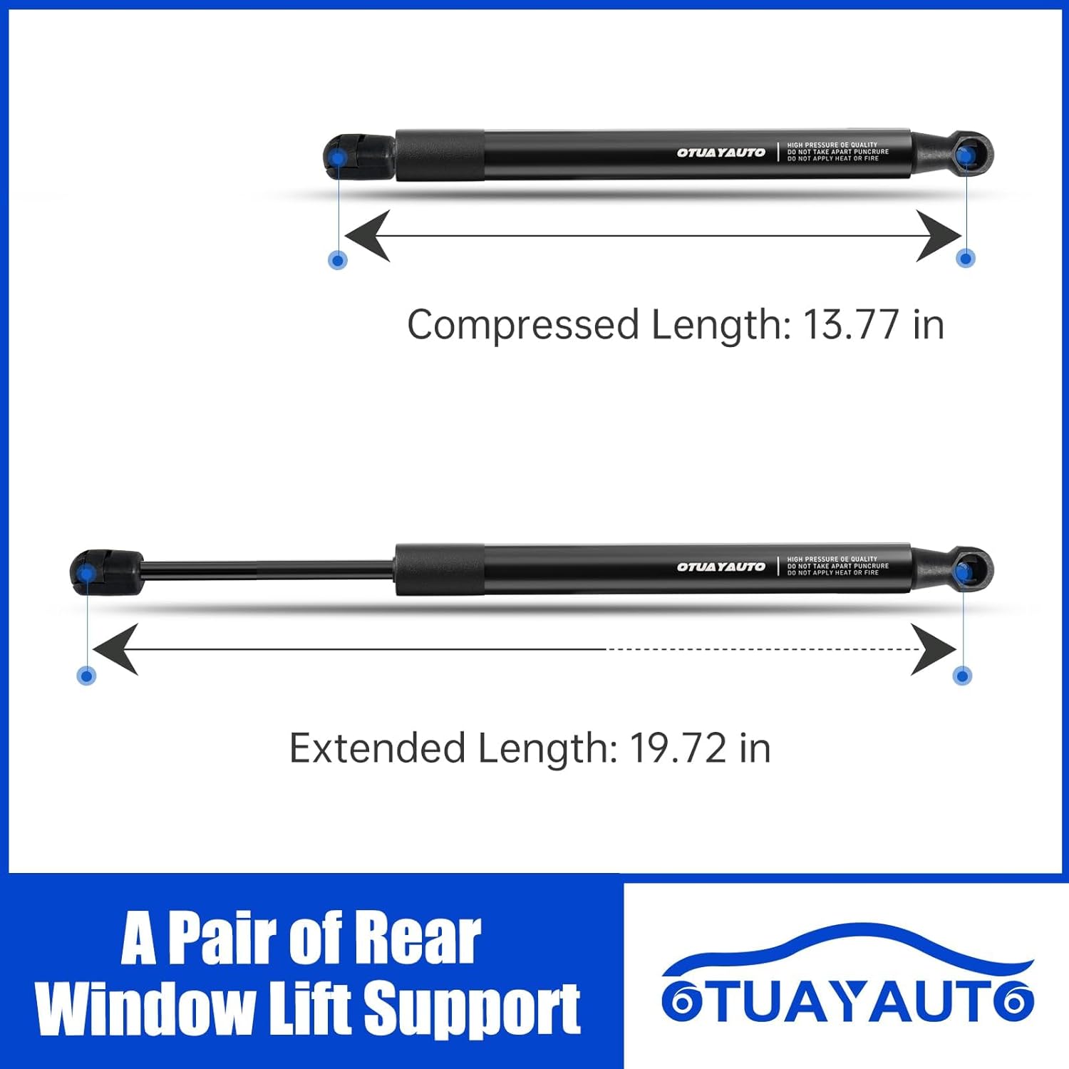 OTUAYAUTO Premium Rear Window Shocks Struts Replacement for 2011-2017 Jeep Wrangler 2018 JK Back Glass Lift Supports OEM Factory Style 6678, 68068261AA (Pack of 2)