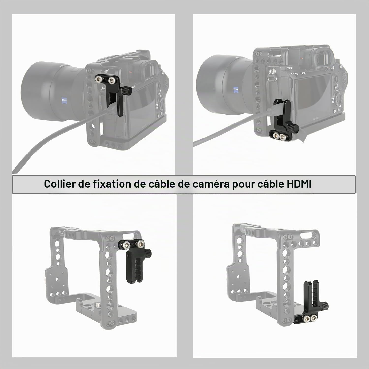 NICEYRIG HDMI Lock câble Clamp pour Sony A7ii A7sii A7rii A7riii Camera Cage