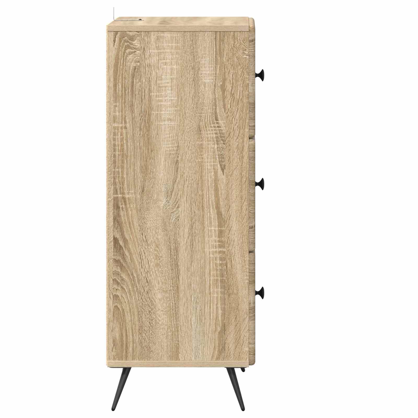 Armoire à tiroirs en chêne Sonoma 33 x 34,5 x 90 cm avec 3 tiroirs et serrure, rangement polyvalent pour bureau, salon, chambre à coucher et couloir