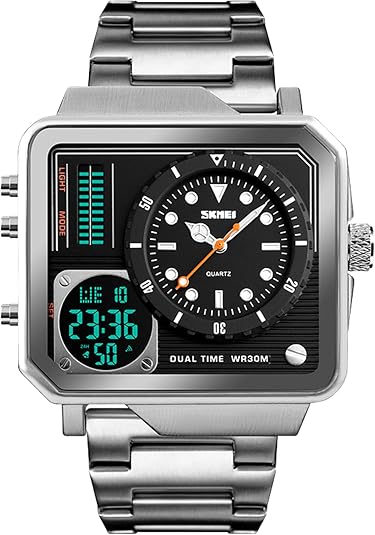 SKMEI Men's Digital Sports Watch, LED Square Large Face Analog Quartz Wrist Watc&hellip;