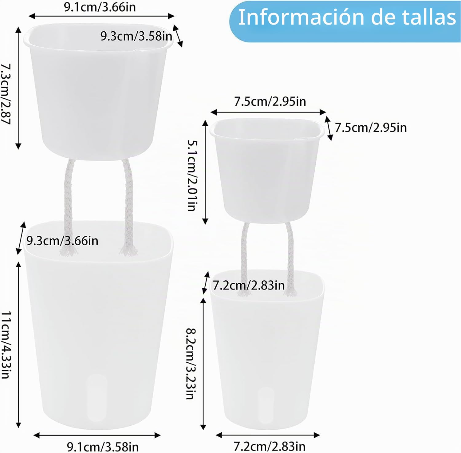 Maceta Plástico Autorriego, 10 Piezas Ronda Macetas con Ventana Nivel Agua, 9.5cm Maceteros Hierbas, Jardineras Decorativos para Interiores Exteriores