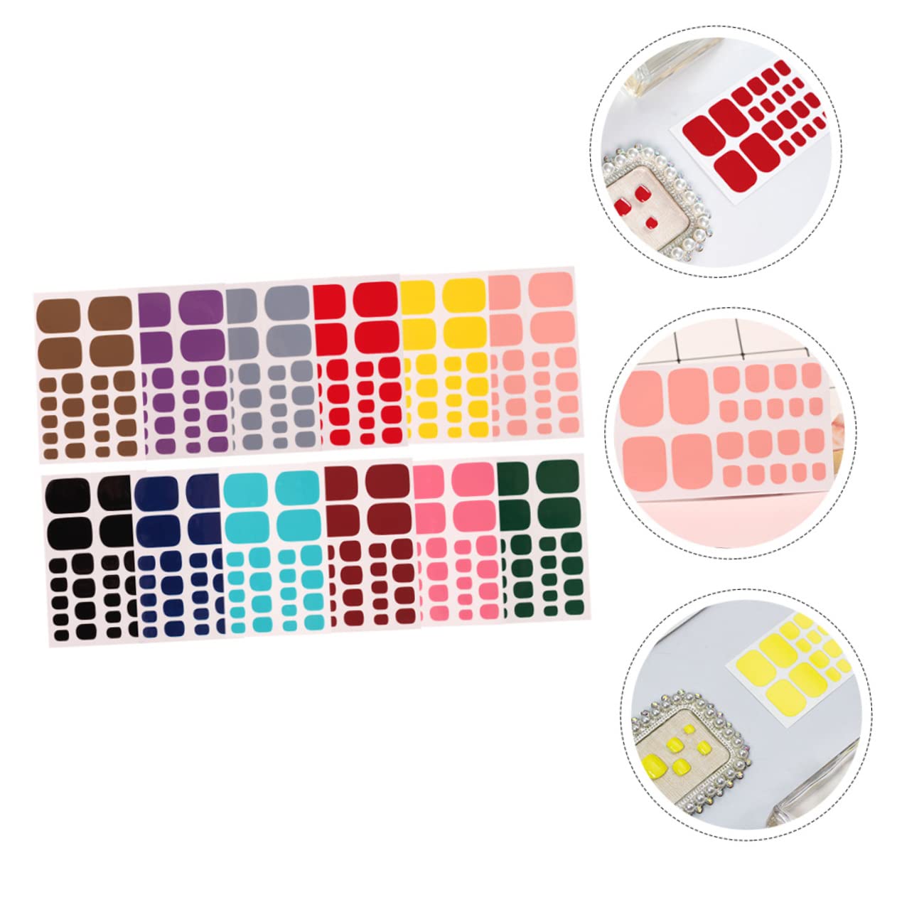 WOONEKY 5 Set Di Strisce Per Unghie Adesivi Per Unghie Dei Piedi Forniture Artistiche Complete Per La Casa 12 Fogli * 5