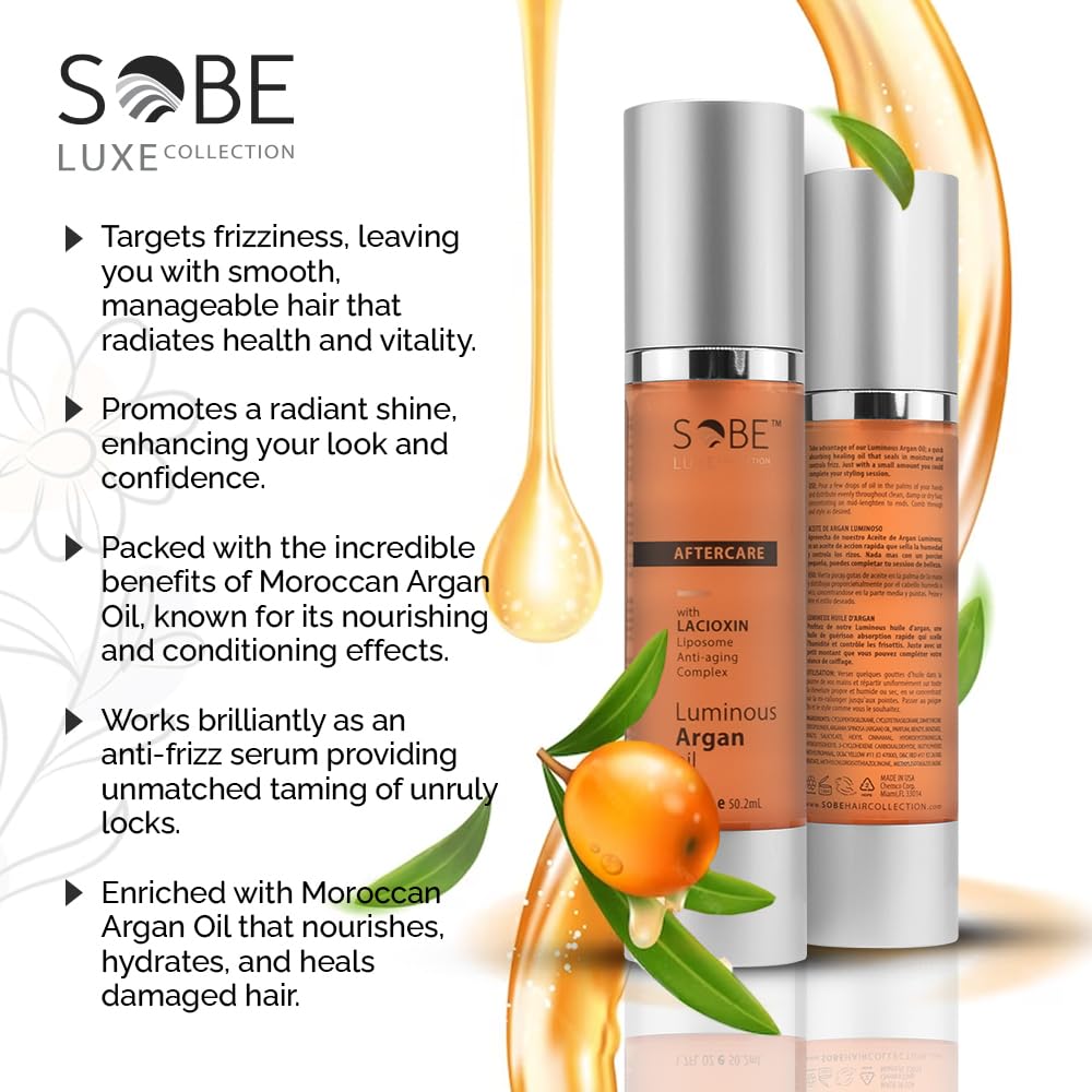 SOBE LUXE - Moroccan Argan Oil for Hair, 1.7 Oz - Anti Frizz Serum, Moisturizer Treatment for Dry and Damaged Hair, Provides Brilliant Shine and Protection, Hydrate and Seal Cuticles - Image 5