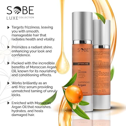 Miniatura 5 de SOBE LUXE - Aceite de argán marroquí para cabello, 1.7 onzas, suero antiencrespamiento, tratamiento hidratante para cabello seco y dañado,