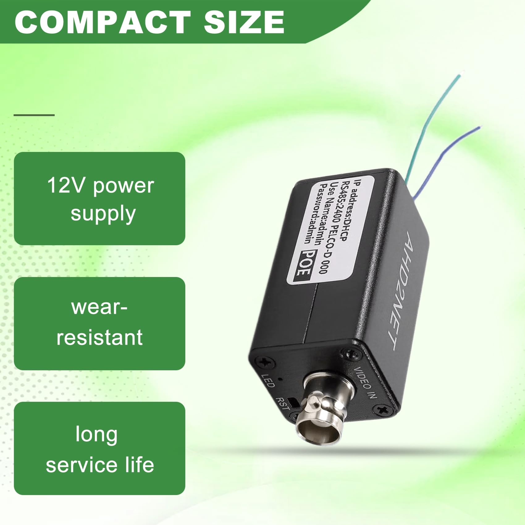 Convertitore CVBS/TVI/AHD/CVI a IP 1080p, PoE, RJ45 RS485 NVR