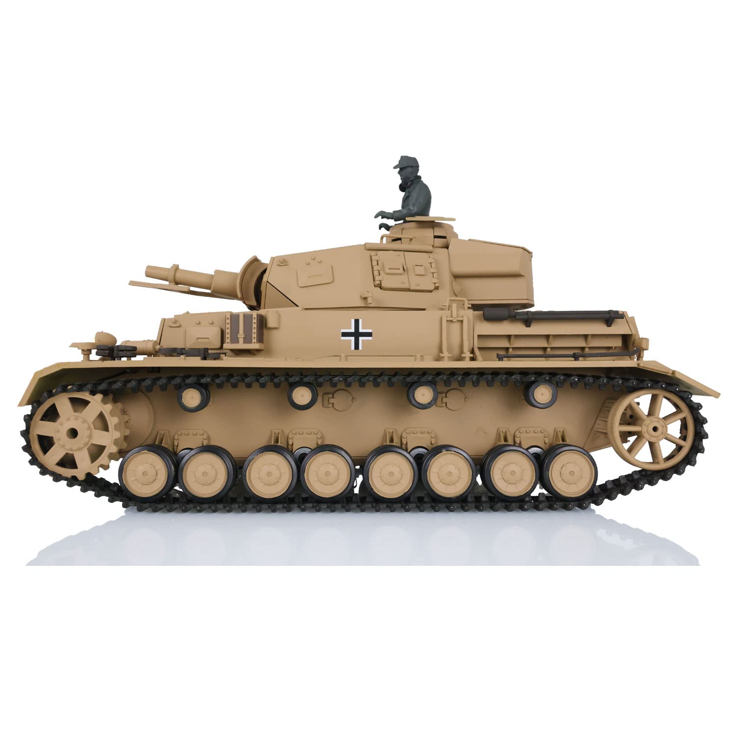 Tanque Heng Long 1/16 Panzer IV RC - Mando a distancia 2,4 G BB Shooting Airsoft Tank modelo 3858-360° rotación torre, generador equipado, vehículo militar de plástico acabado