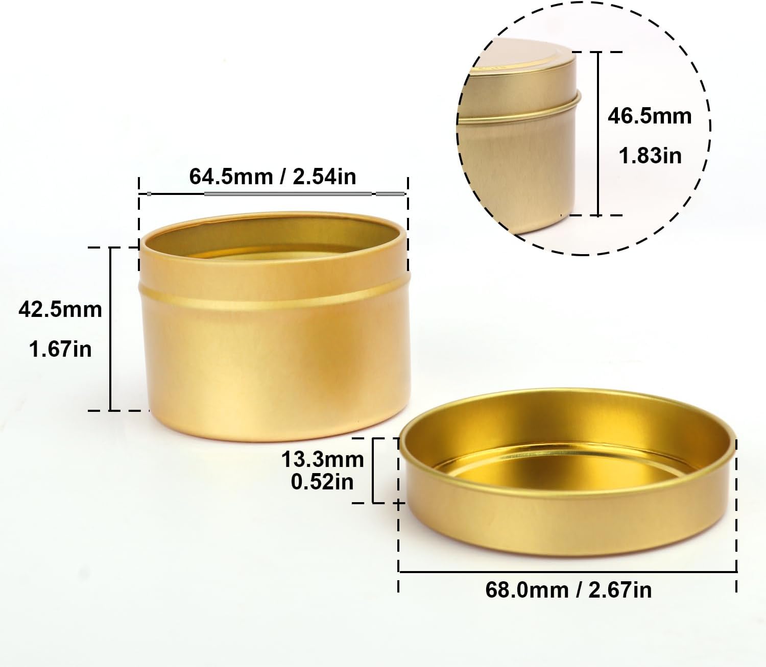 GENHAKON 48 Packs 4 oz Golden Candle Tins, Bulk Candle Making Tins, Candle Jars, Candle Containers for Making Candles
