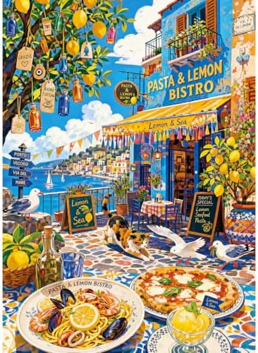 Lemon Bistro Puzzle 1000 Teile Erwachsene, Puzzle Erwachsene | Unmögliches Spiel, Puzzles Geschenk, Clevere Rätsel, Puzzles Farbenfrohes, klassische Puzzles, 1:1-Poster
