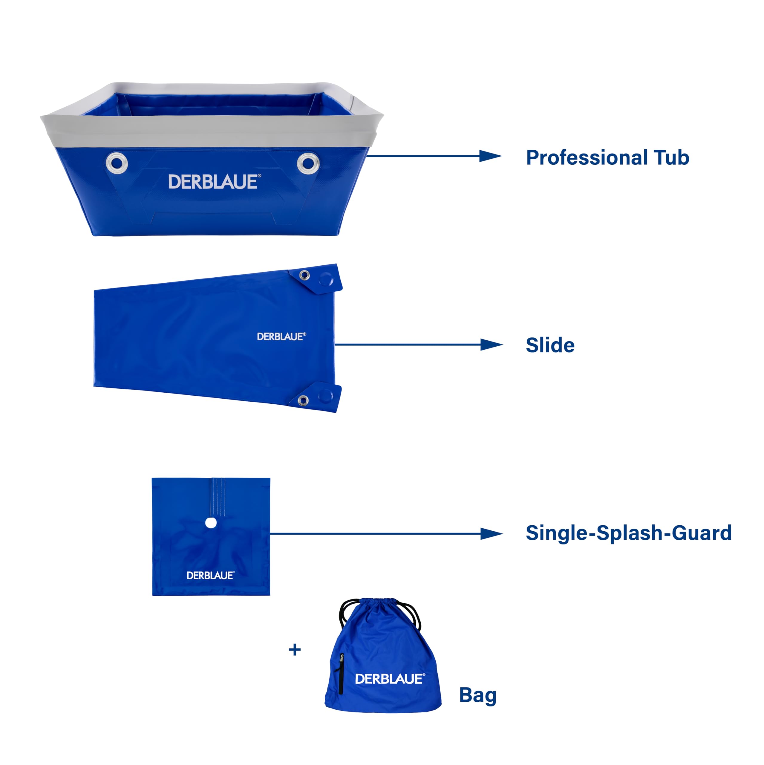 DERBLAUE® Bardzo elastyczne systemy zbierania płynów – zestaw serwisowy – idealny do pracy z olejem, na przewodach hydraulicznych lub do wymiany filtra, do H20 i HYD