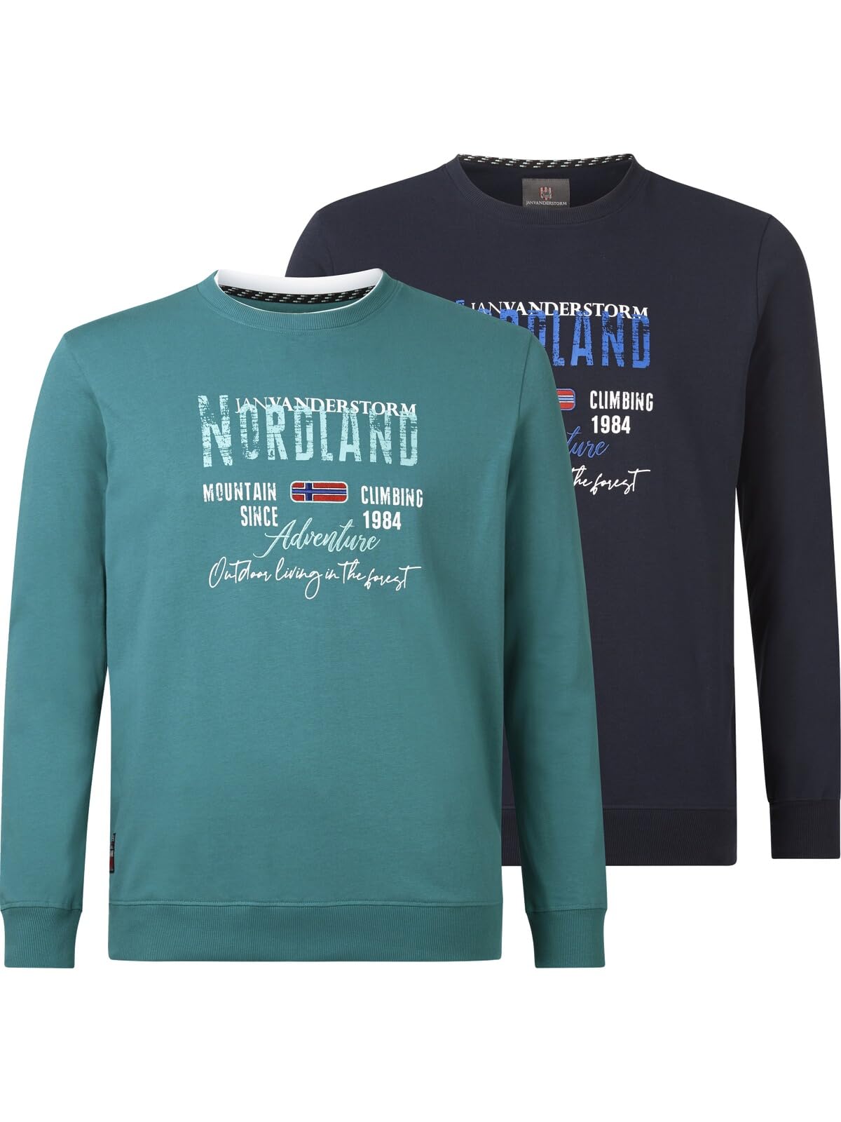 Jan Vanderstorm Herren Doppelpack Sweatshirt Botu | 2er-Pack | rundhals | reine Baumwolle | große Größen L-7XL