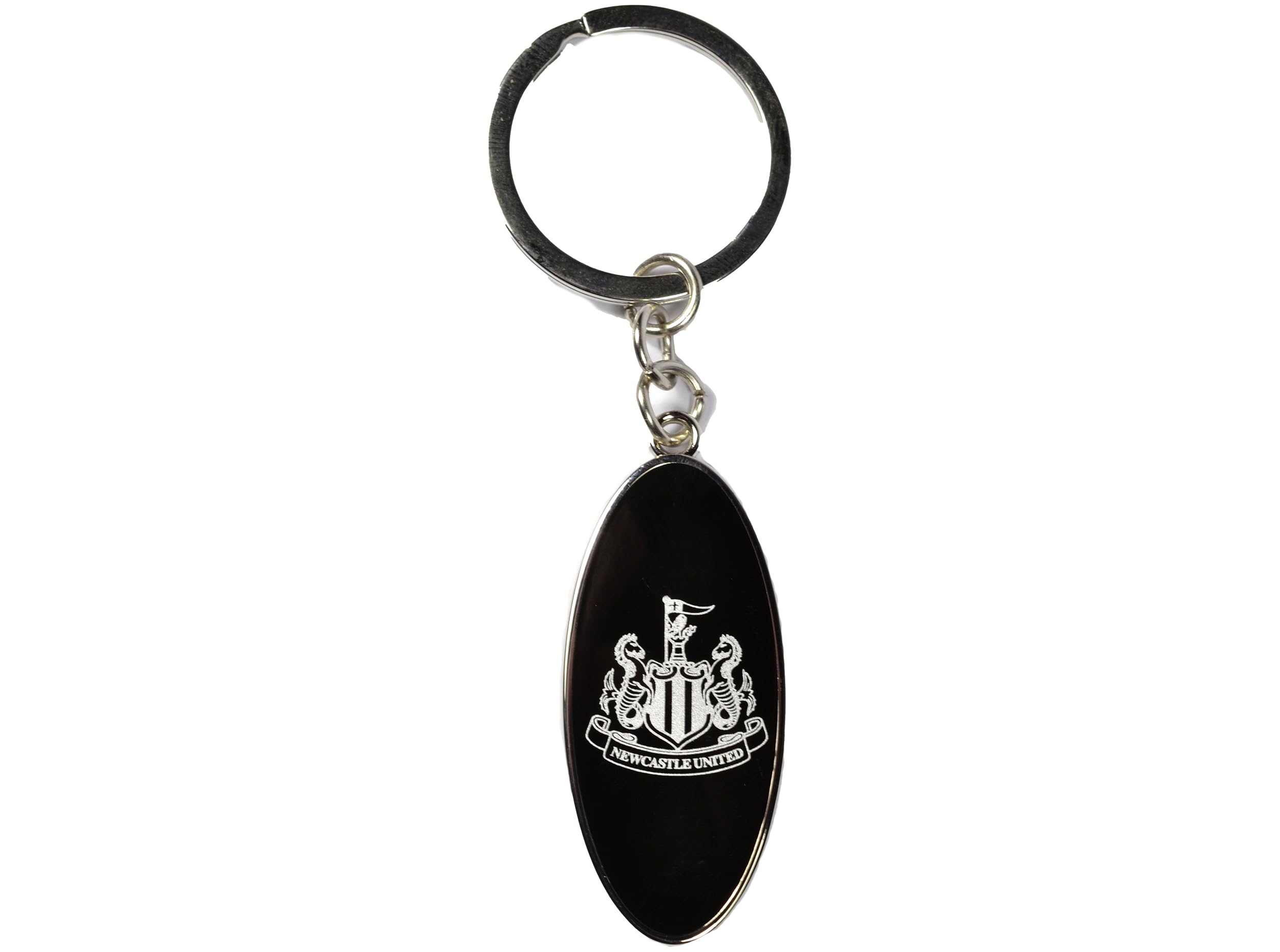 Newcastle United Unisex Black And White Official Football Club Oval Keyring, Black With Club Crest