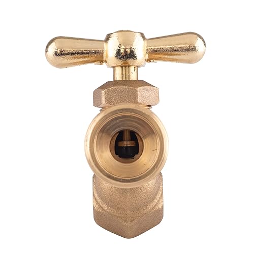 Miniatura 3 de Hausen Válvula Bibb de manguera en ángulo sin torceduras de latón FIP de 12 pulgada x 34 pulgadas MHT con cierre de mango en T, 1 paquete