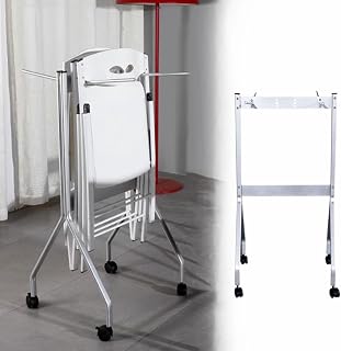 Metal Chair Dolly Cart for Folding Chairs, 105cm Tall Rolling Hanging Storage Rack Lockable, Adjustable Hook Chairs Organizer for Party, Office