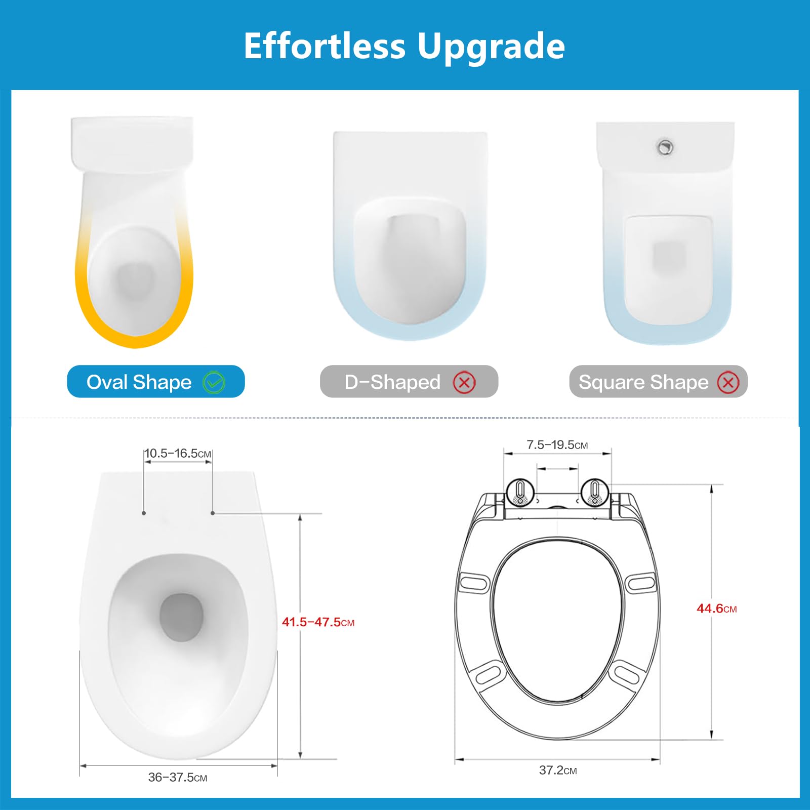 YEAUPE PRO Tavoletta wc Universali O Forma,Sedile WC Urea-Formaldeide Chiusura Ammortizzata tavoletta wc con Sgancio Rapido a un Pulsante, Bianco 44,6 * 37,5 * 5,2CM
