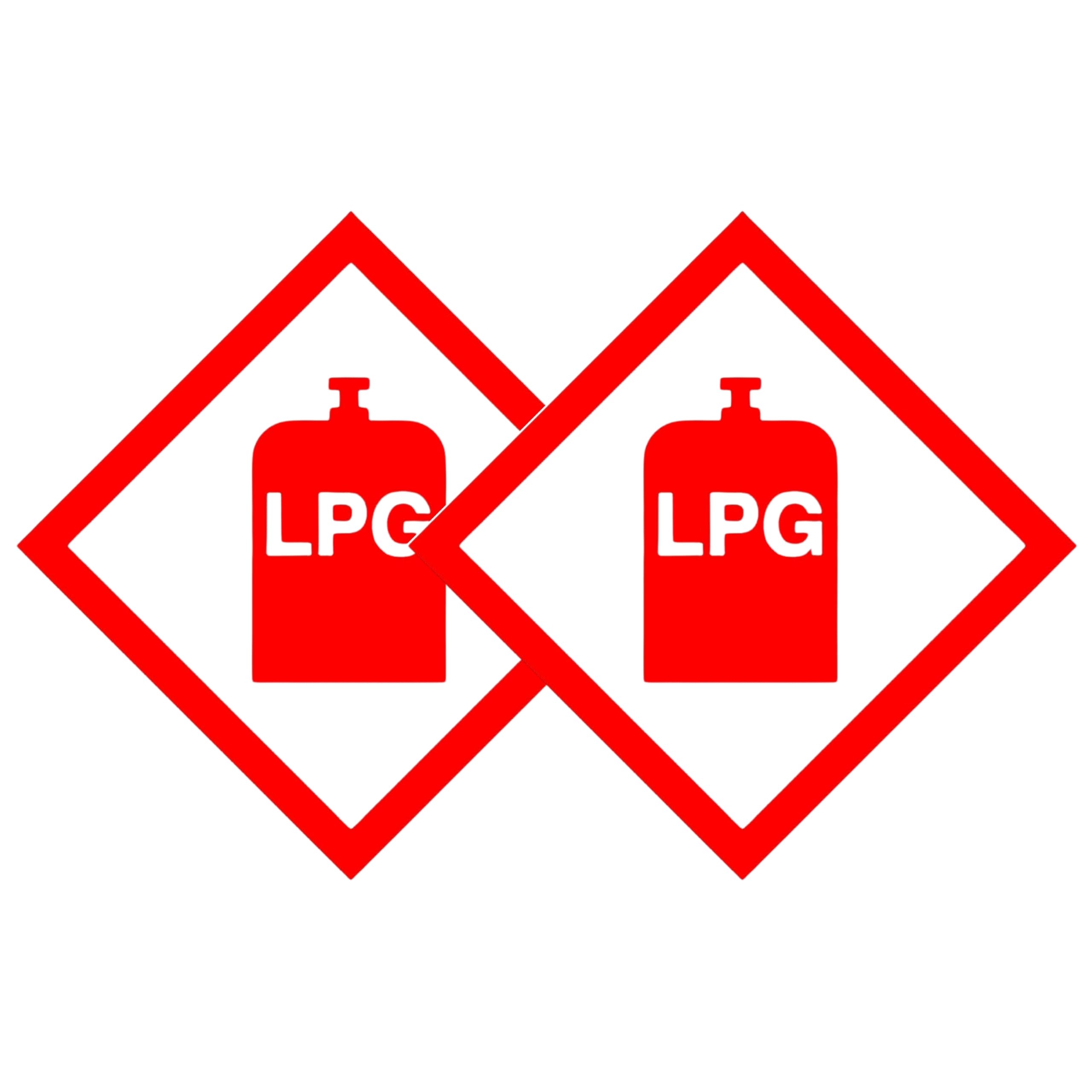 Tek Automotive Red, White Twin Pack Lpg Gas Sticker – 10X10cm Large Gloss Vinyl – Permanent Weatherproof Safety Warning Label For Lpg Cylinders – Ideal For Cars, Taxis, Vans, Lorries, Caravans, Motorhomes, Boats