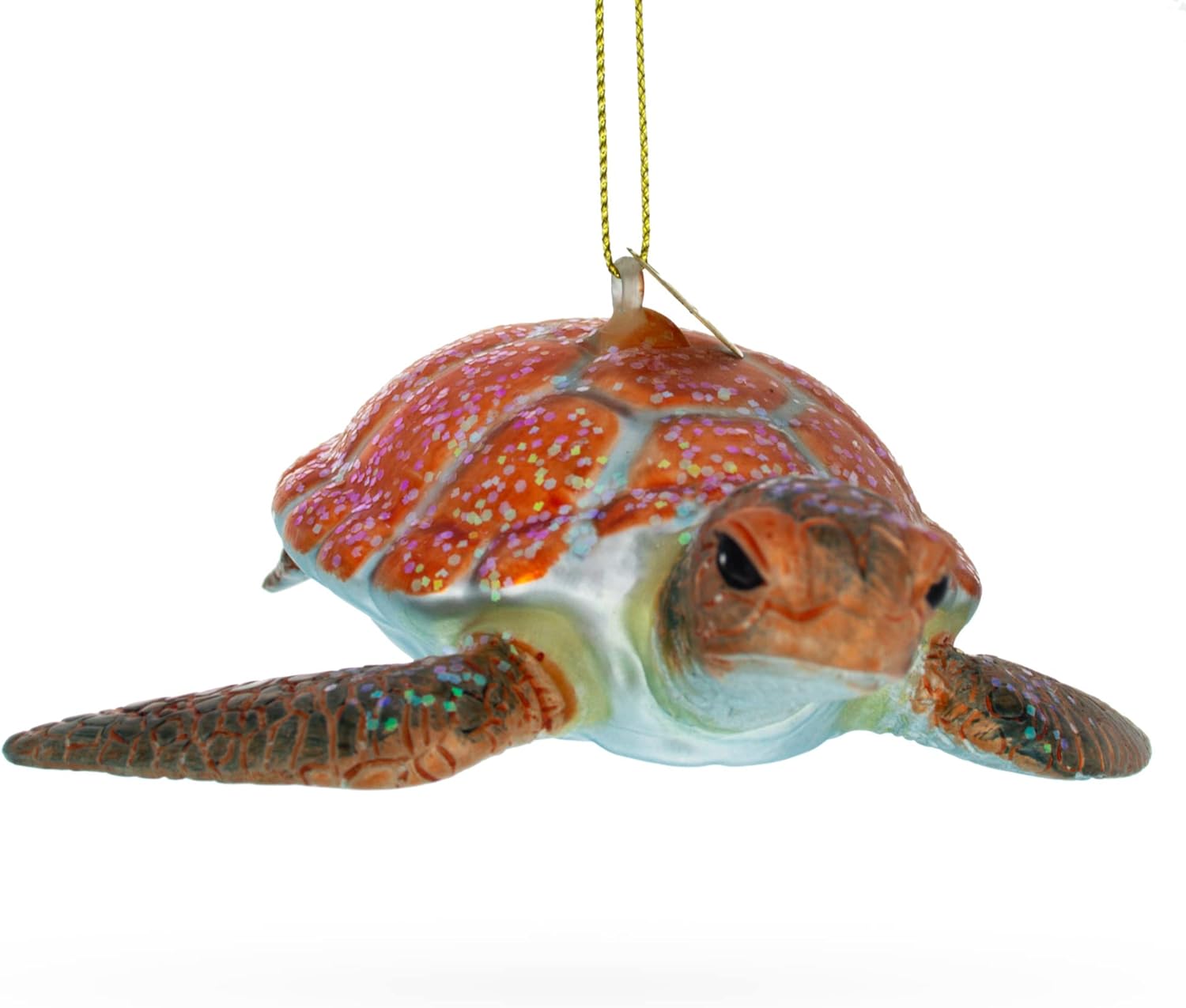 Glittered Turtle Blown Glass Christmas Ornament - Image 6