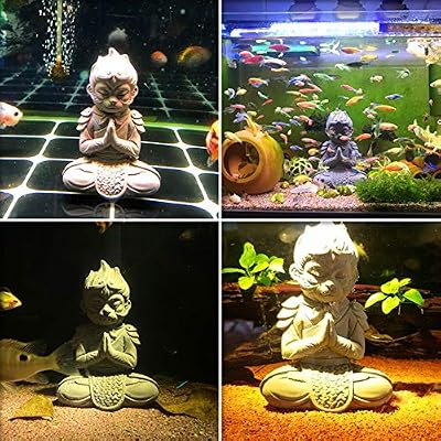 Aquarium Statue Monkey King Asian Buddha Decorations for Tank Collectible Figurines Sun Wukong Solid Decor Ornament Cement Fish Safe