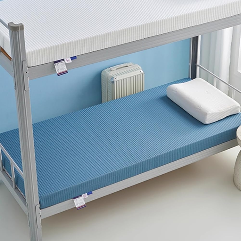 Blue/4.5cm,150x200cmQUEEN, Floor Mattress Topper Japanese Futon Mattress Topper with Knitted Fabric Mattress Cover Thick 4.5Cm/7Cm Foldable Tatami Mat Sleeping Bed Pad for Dormitory Camping