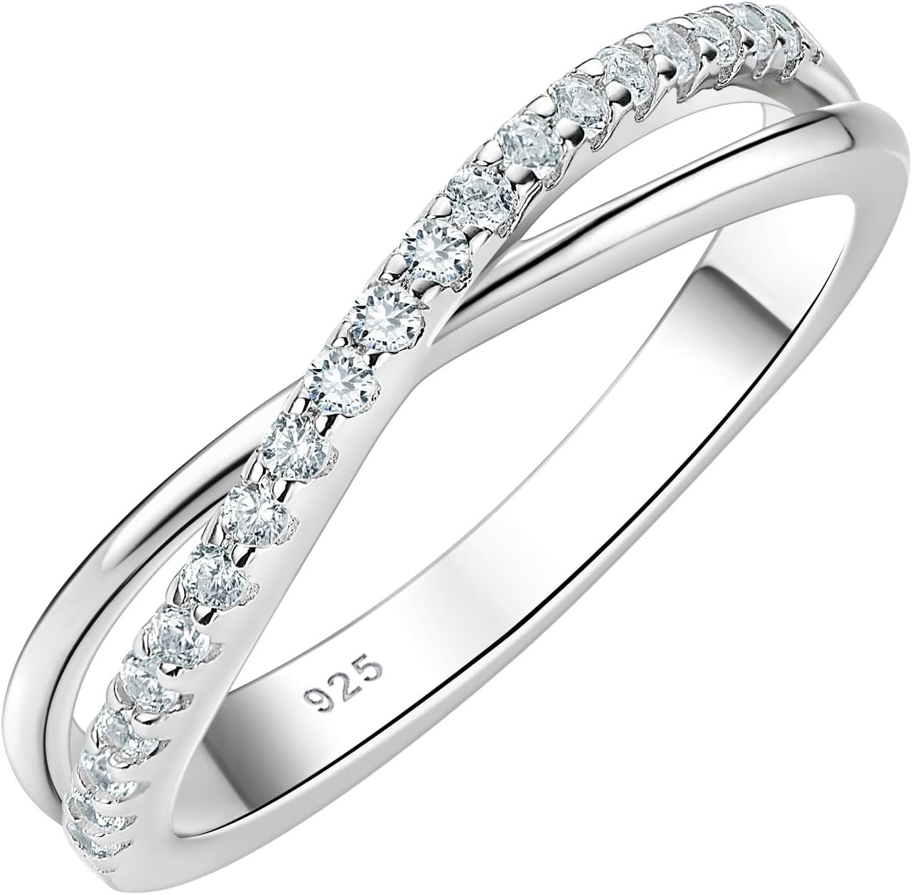 SHELOVES 925 Sterling Silver Eternity Rings for Womens Round CZ Infinity Wedding Ring Band Jewellery Gift