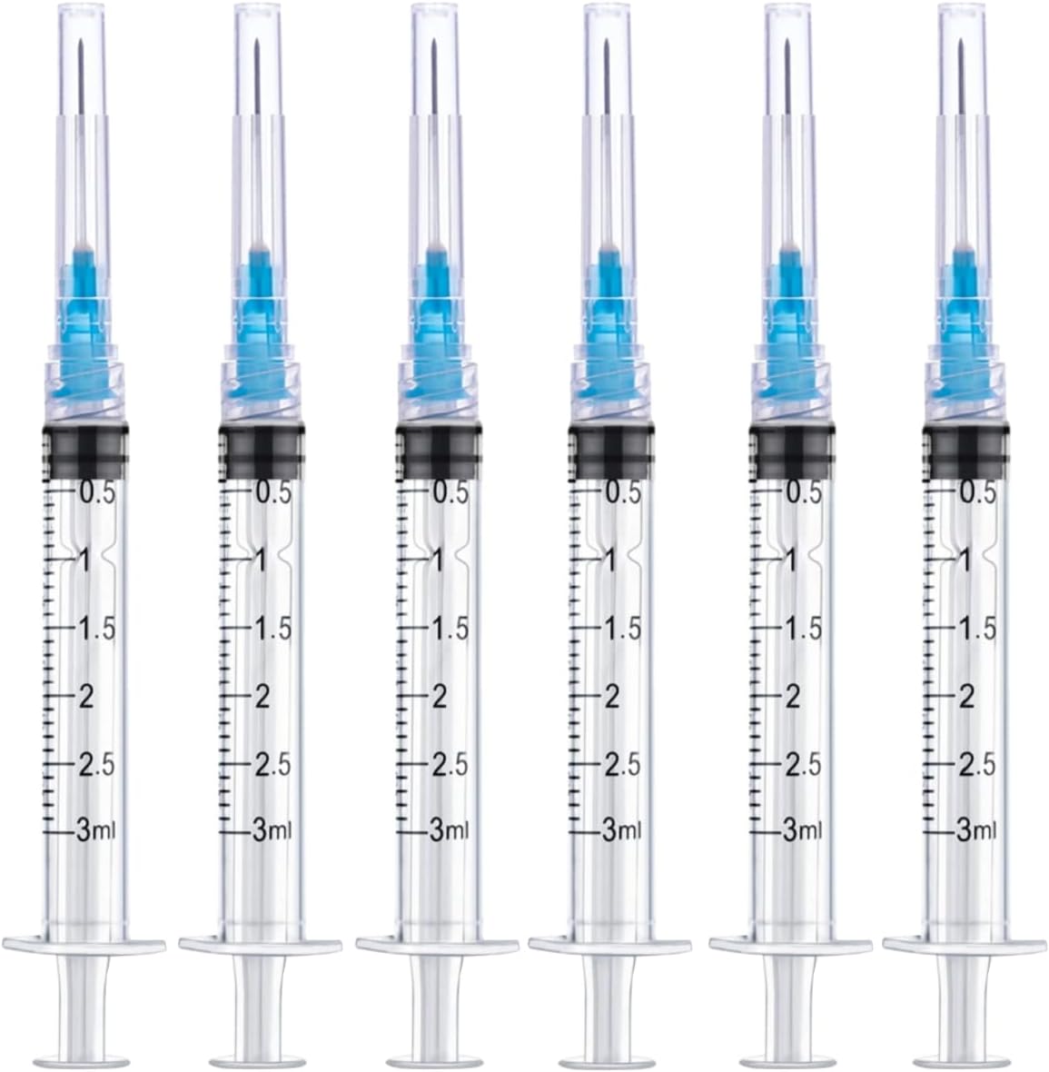 50 Pack 3ml 23Ga - 1 Inch Luer Lock Sample Measuring Lab Supplies, Individually Sealed Wrapped