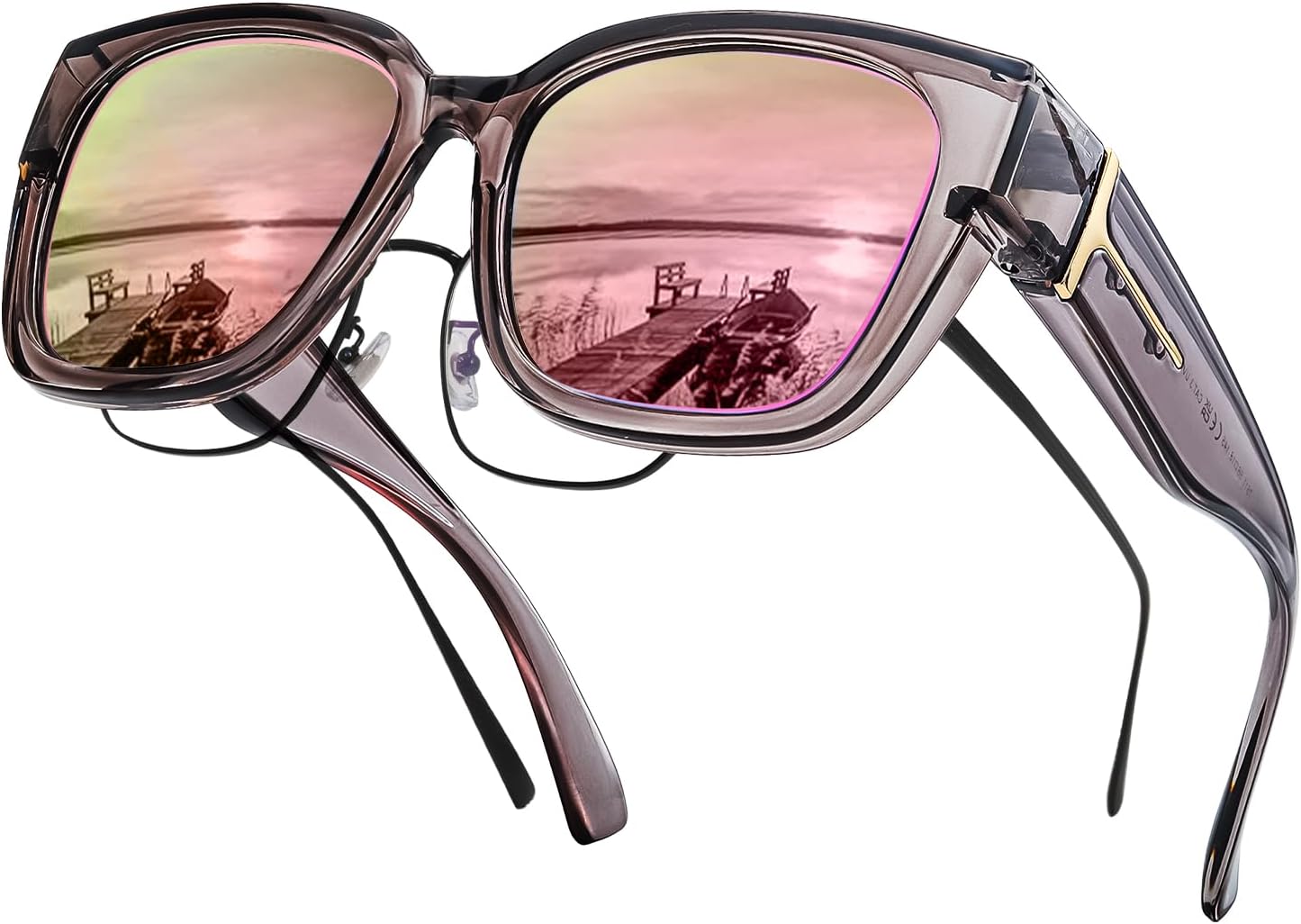 LVIOE Polarized Fit Over Sunglasses for Women Men Oversized Square Over Glasses Sunglasses with UV Protection