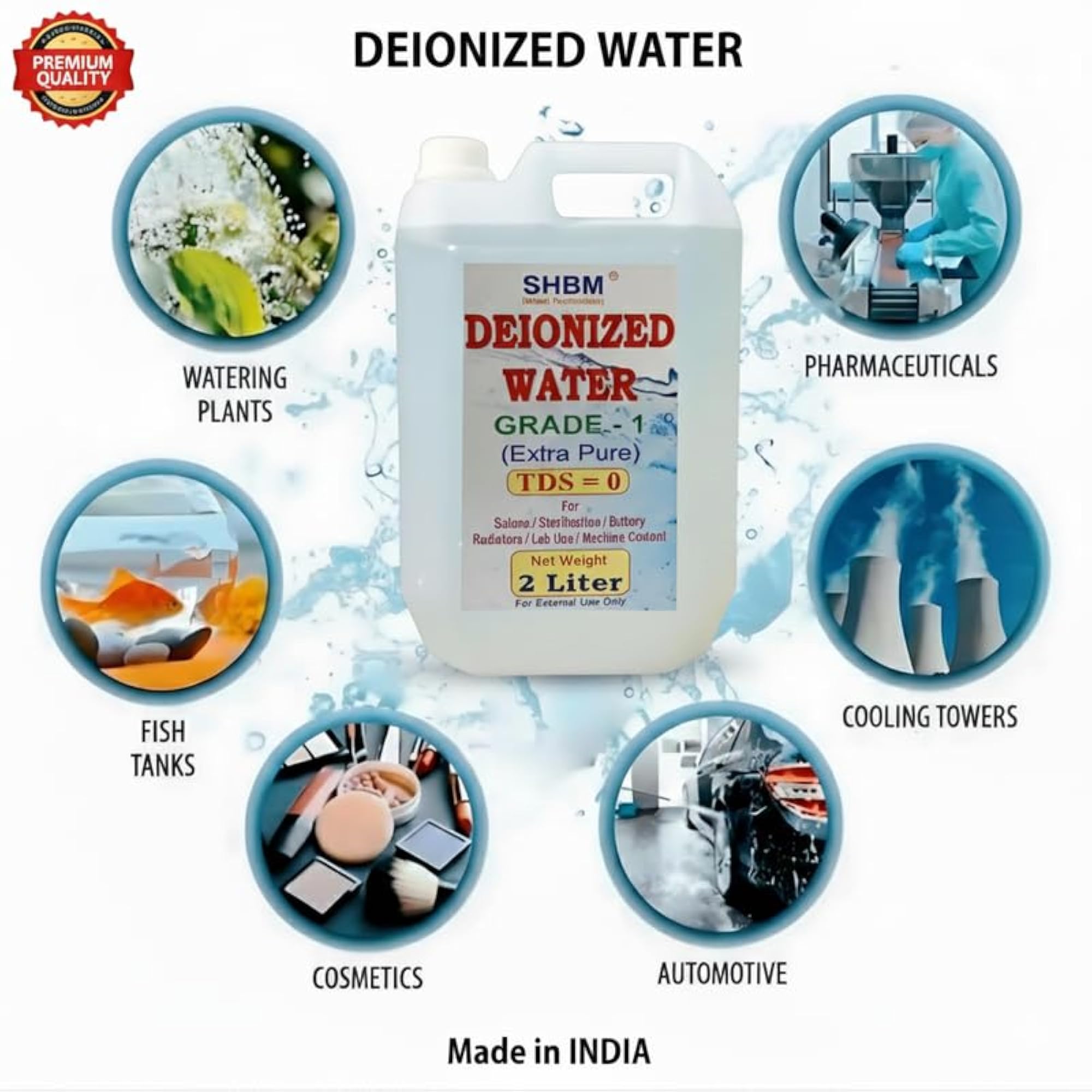 Deionized Ultra Pure Distilled Water - 2 Liter