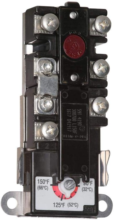 Front view of Everbilt T-O-D Style Upper-Element Thermostat with terminals and temperature dial