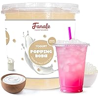 Vista 11 de Fanale Lychee Popping Boba Pearls, veganas, sin OGM, sin gluten, sin grasa, perfectas para té de burbujas, batidos, helados, postres y bebidas, 1