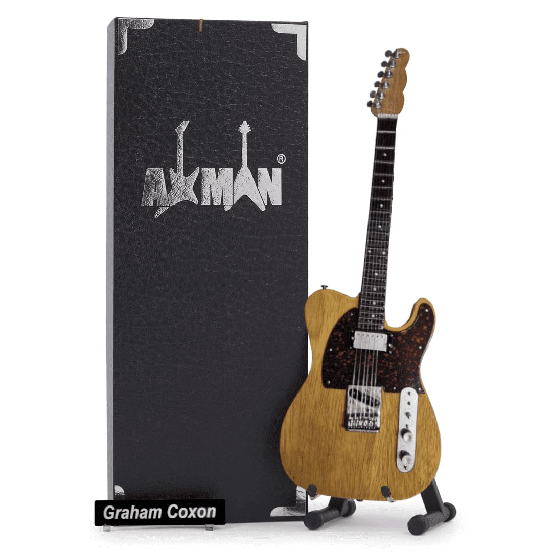 Axman Graham Coxon Miniature Guitar Replica - Music Gifts - Handmade Ornamental 1/4 Scale - Display Box, Name Tag and Miniature Guitar Stand Included