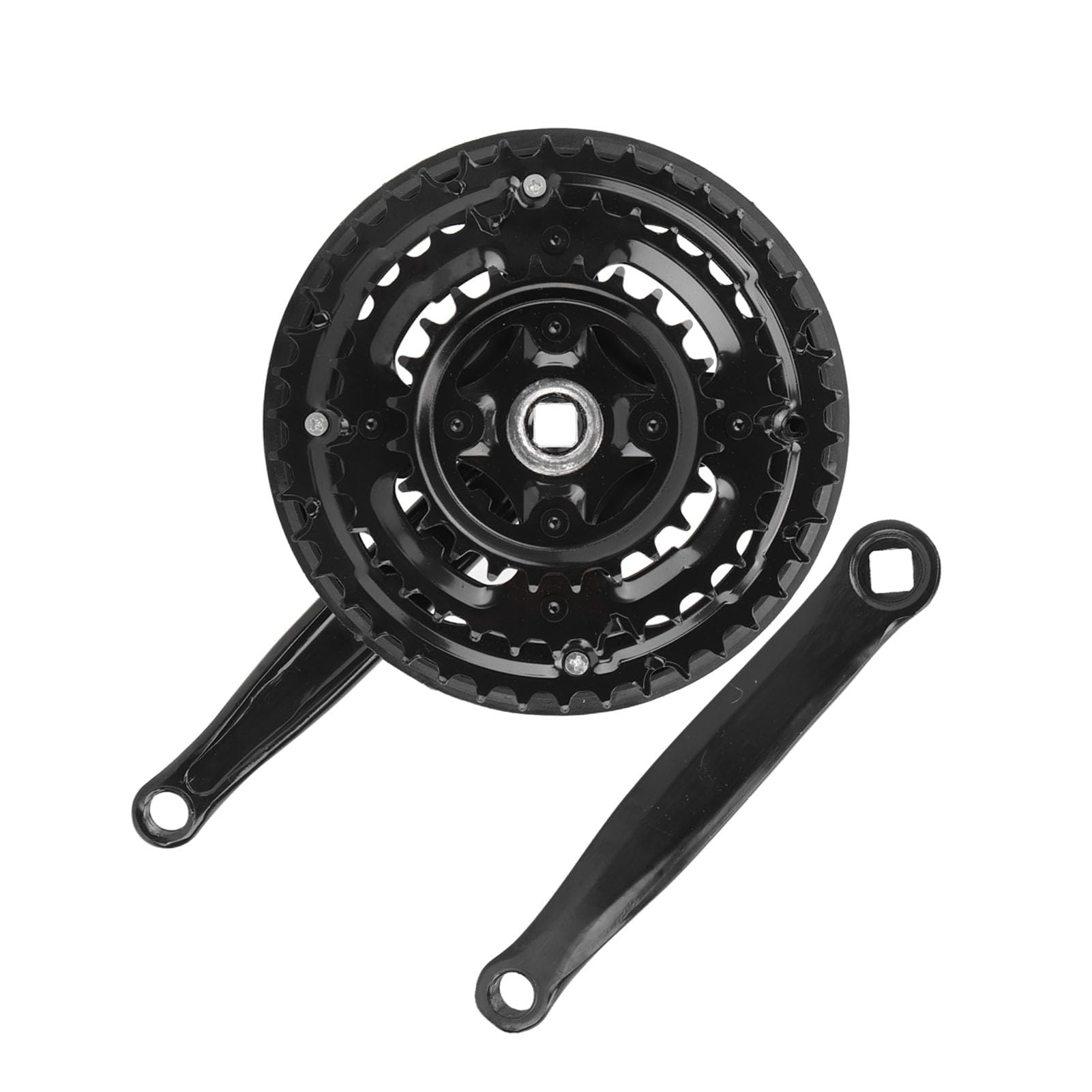 SIXRUN Mechanizm Korbowy do Rowerów Górskich Potrójna Tarcza ze Stali Wysokowęglowej 24 34 42T 170 Mm Mechanizm Korbowy o Zmiennej Prędkości Łatwa Instalacja z osłoną łańcucha do Rowerów Szosowych i