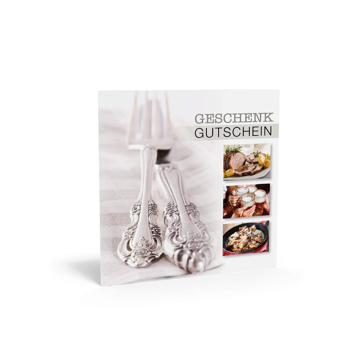 Pythagoras Gastronomie Geschenkgutscheine, 50 Gutscheinkarten mit großem Feld für Firmenstempel inkl. transparentem Kuvert