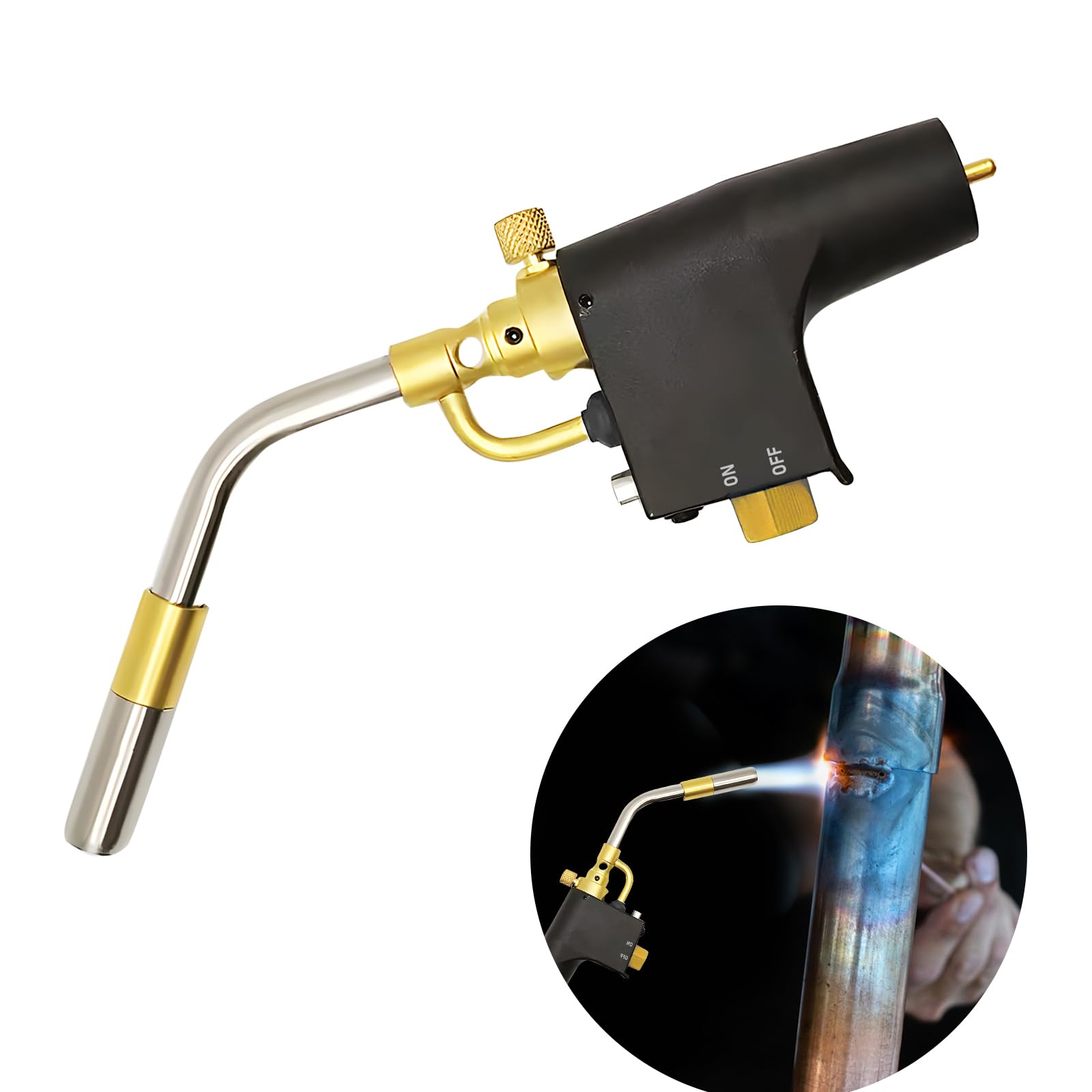 MAPP Chalumeau au propane, très résistant pour plomberie, brasage, torche portable à gaz haute chaleur, torche à déclenchement pour la cuisine et le soudage