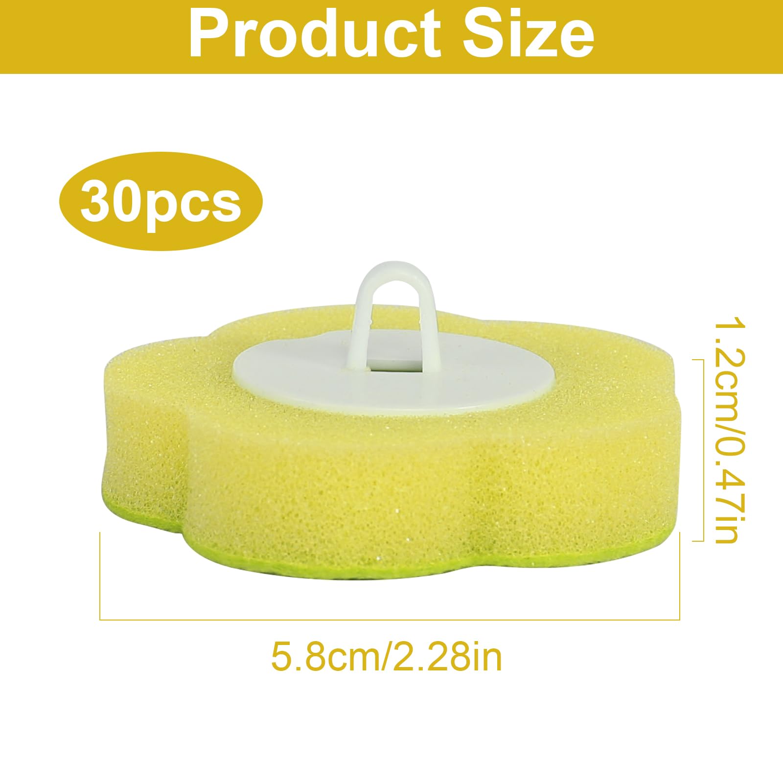 Toilet Wand Replacement Heads, 30 Pcs Disposable Toilet Brush Heads, Toilet Wand Disposable Refill Heads, Disposable Replacement Head Yellow - Image 2