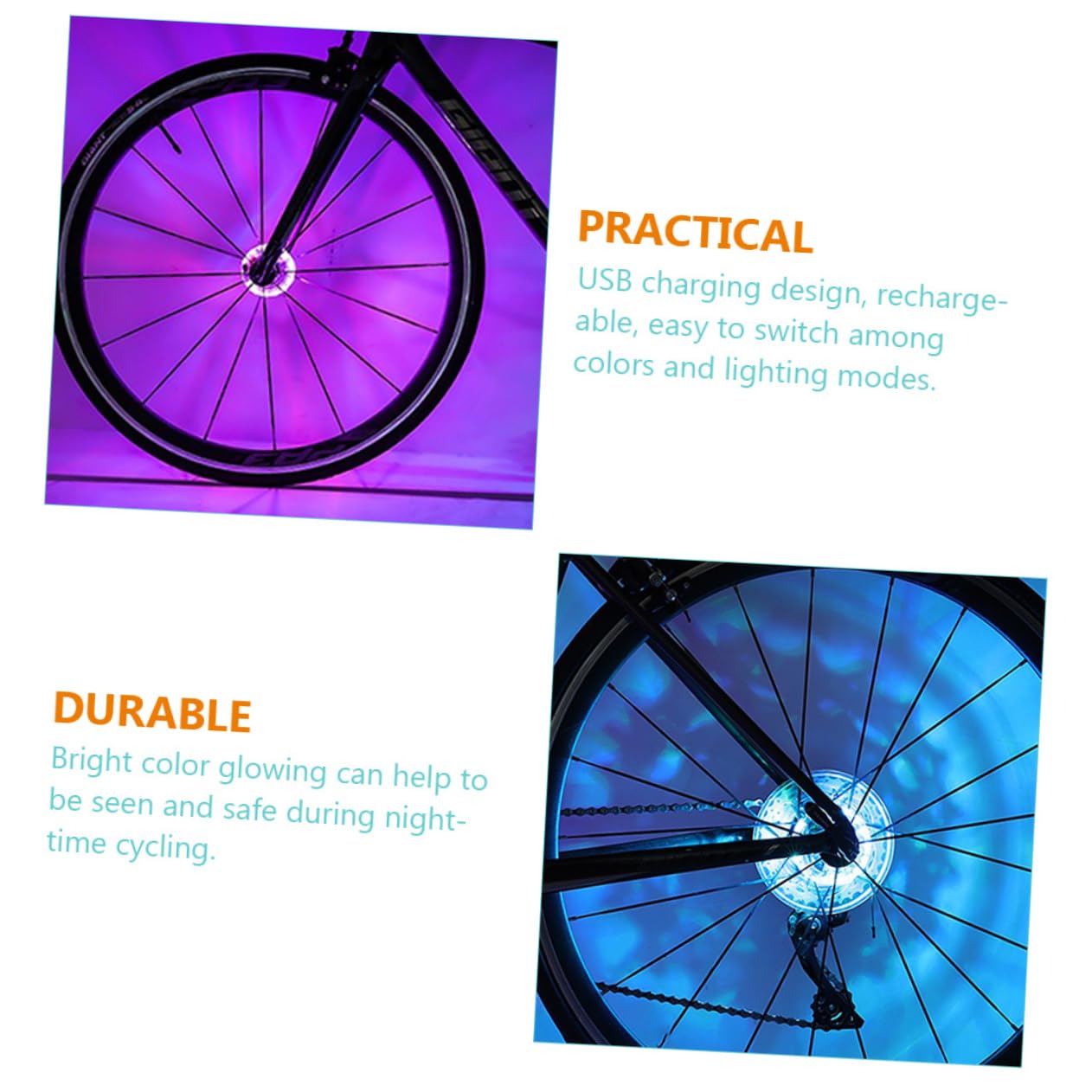 BESPORTBLE Feux De Vélo à La Mode Fauteuil Scooter Cyclisme Lumière De Casque De Vélo Feux De Roue De Vélo Portables Éclairage De Roue De Vélo Élégant Vélo Lumière Blanche Plastique